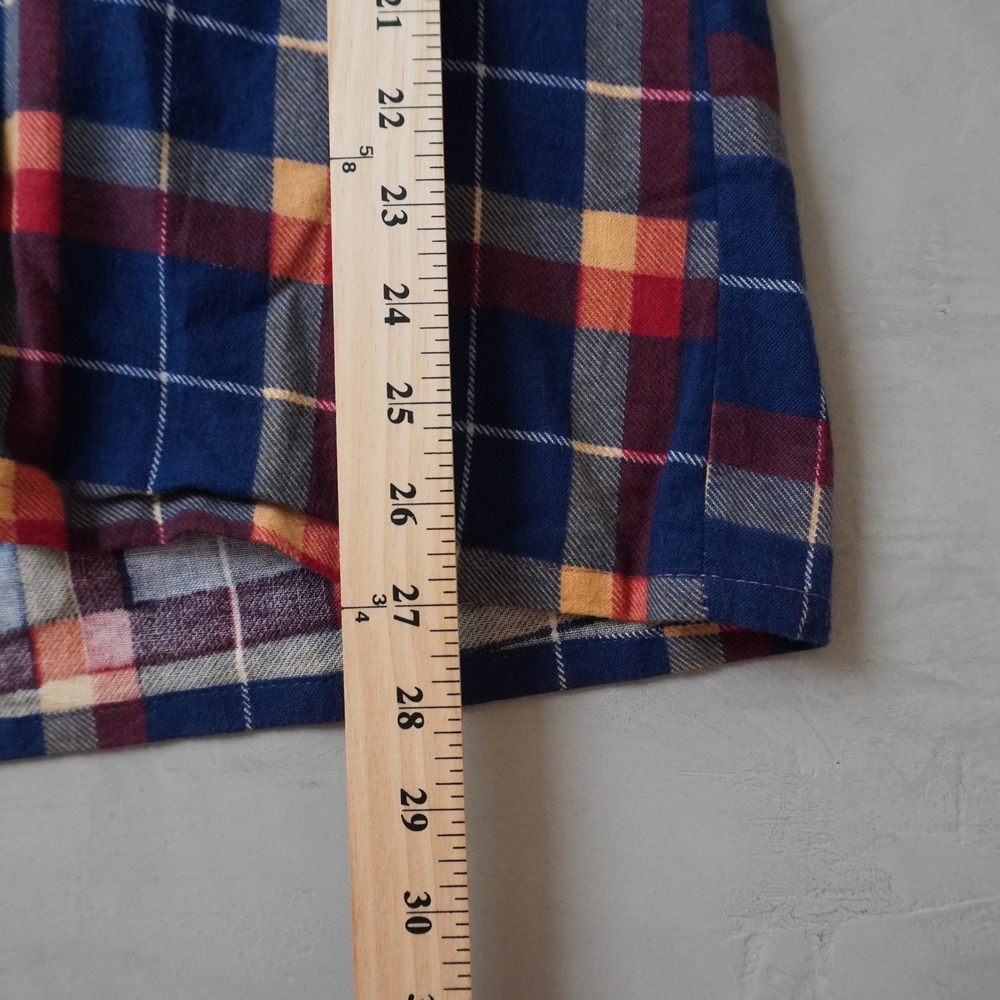 Vintage Todays Man Plaid Flannel Shirt L Mens 70s Blue Pink Corduroy USA Made - Picture 7 of 7